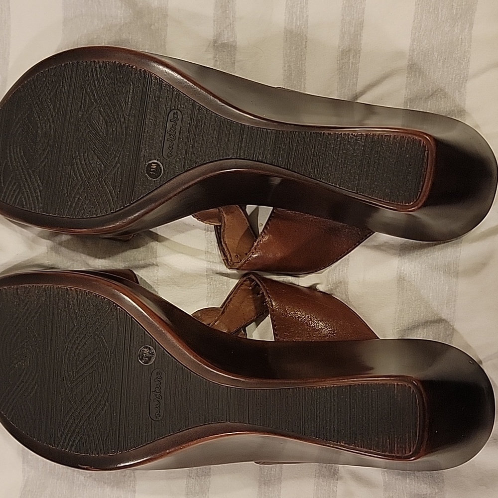 Ladies Nuture Brown Sandal Wedges Size 11 - Picture 4 of 7
